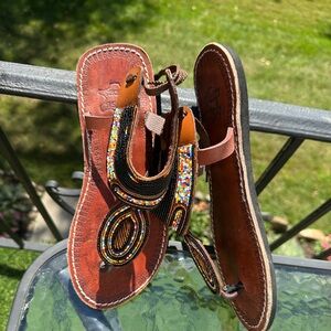 Beaded Leather Sandals